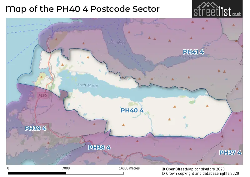 Map of the PH40 4 and surrounding postcode sector