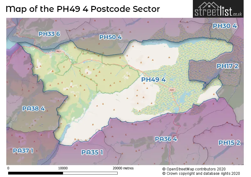 Map of the PH49 4 and surrounding postcode sector