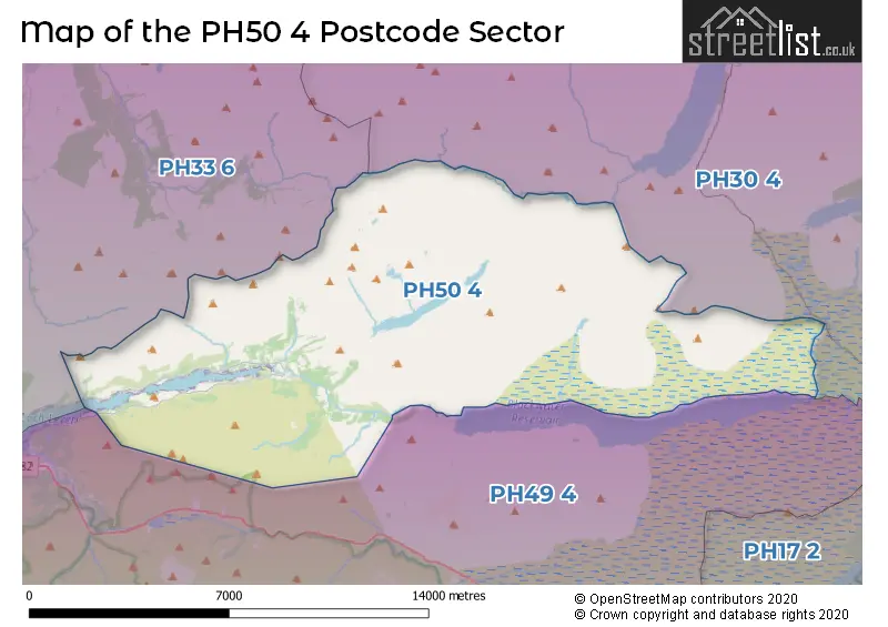 Map of the PH50 4 and surrounding postcode sector