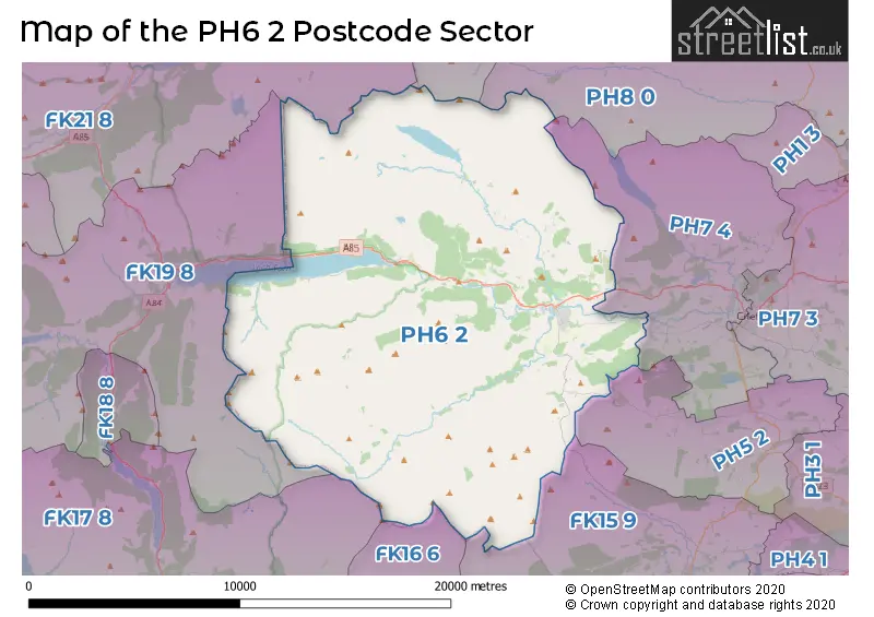 Map of the PH6 2 and surrounding postcode sector