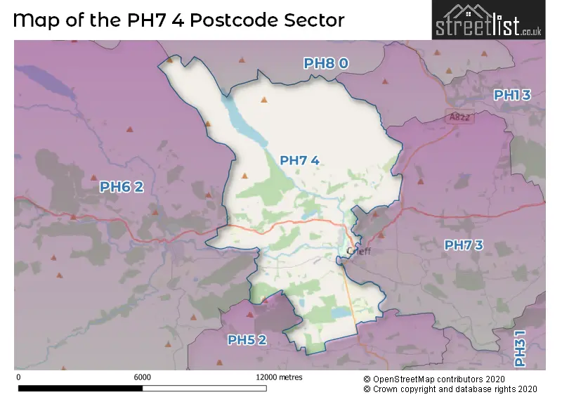 Map of the PH7 4 and surrounding postcode sector
