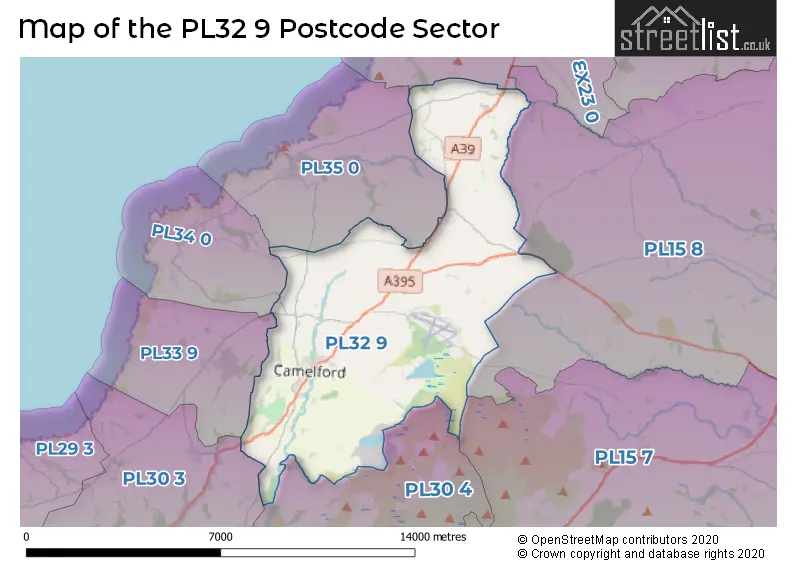 Map of the PL32 9 and surrounding postcode sector