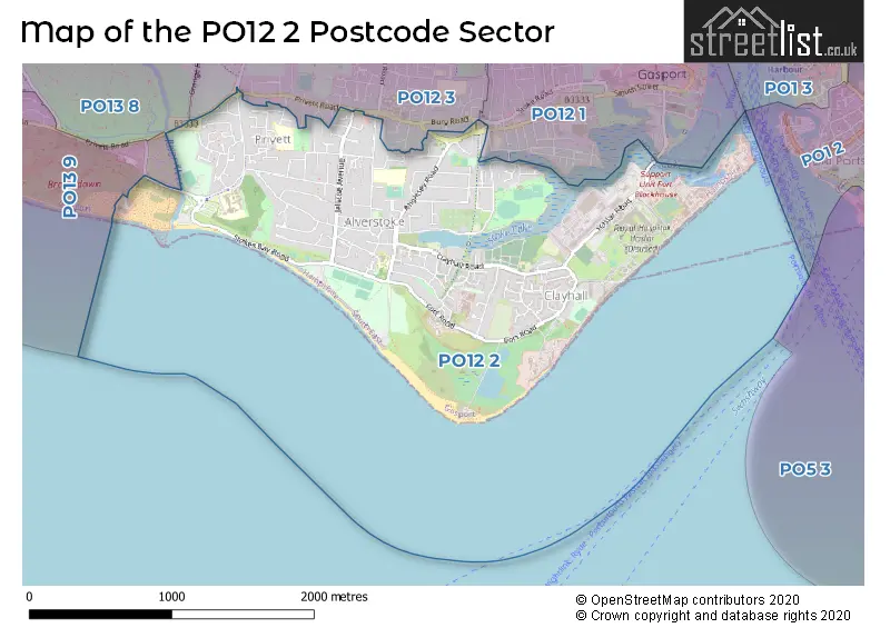 Map of the PO12 2 and surrounding postcode sector