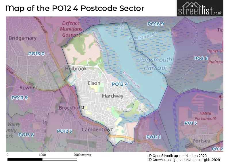 Map of the PO12 4 and surrounding postcode sector