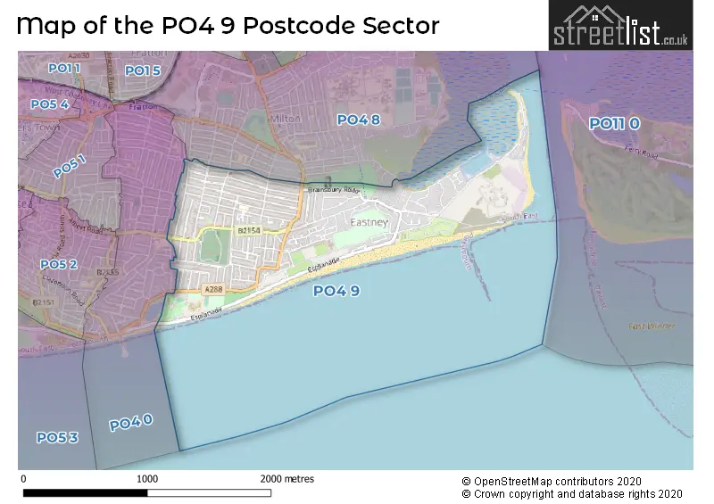 Map of the PO4 9 and surrounding postcode sector