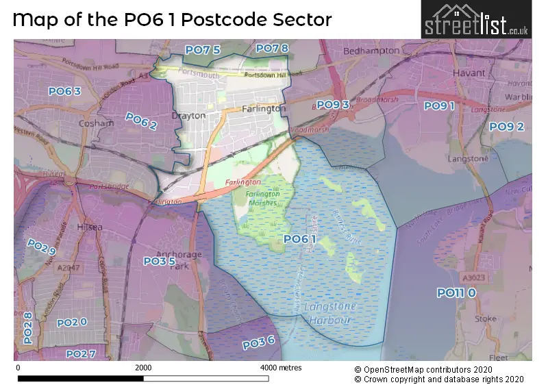 Map of the PO6 1 and surrounding postcode sector