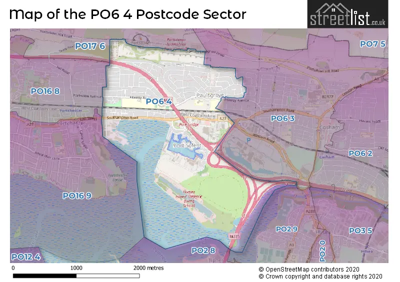 Map of the PO6 4 and surrounding postcode sector