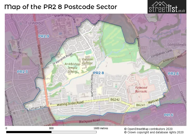 Map of the PR2 8 and surrounding postcode sector