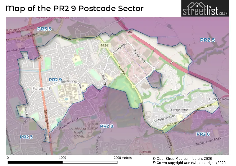 Map of the PR2 9 and surrounding postcode sector