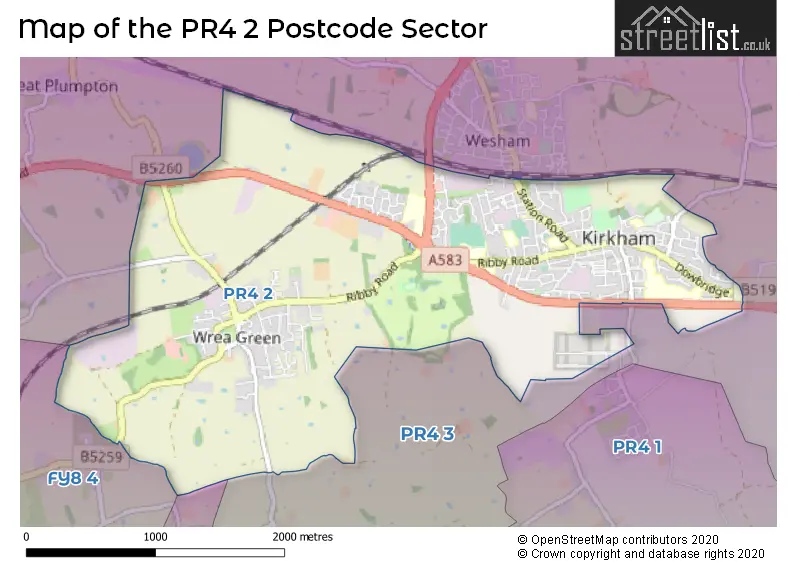 Map of the PR4 2 and surrounding postcode sector
