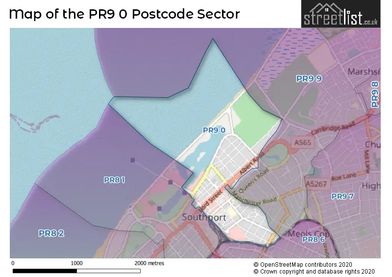 Map of the PR9 0 and surrounding postcode sector