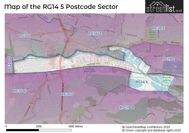Map of the RG14 5 and surrounding postcode sector