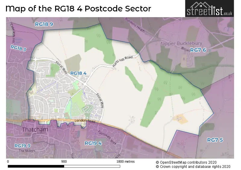 Map of the RG18 4 and surrounding postcode sector