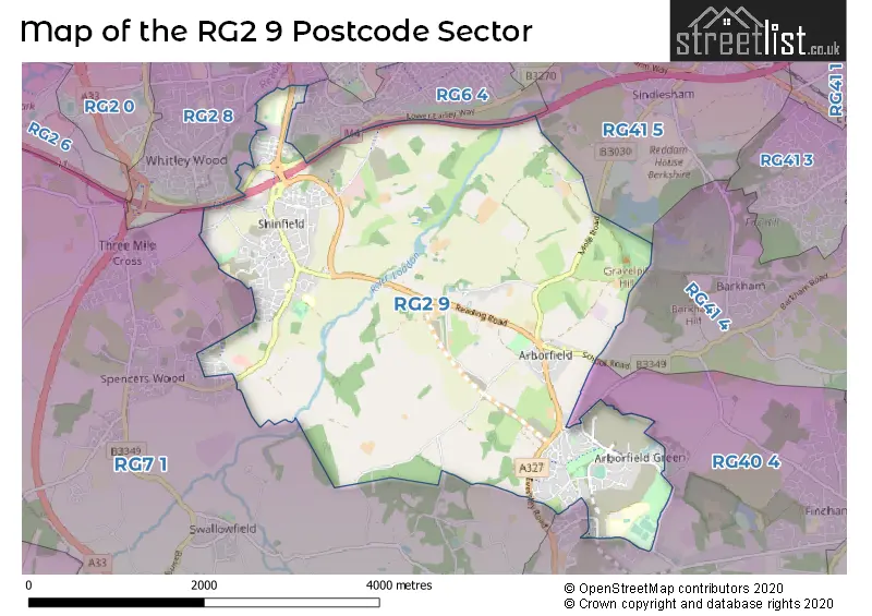 Map of the RG2 9 and surrounding postcode sector