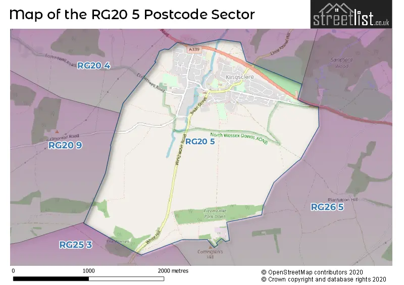 Map of the RG20 5 and surrounding postcode sector
