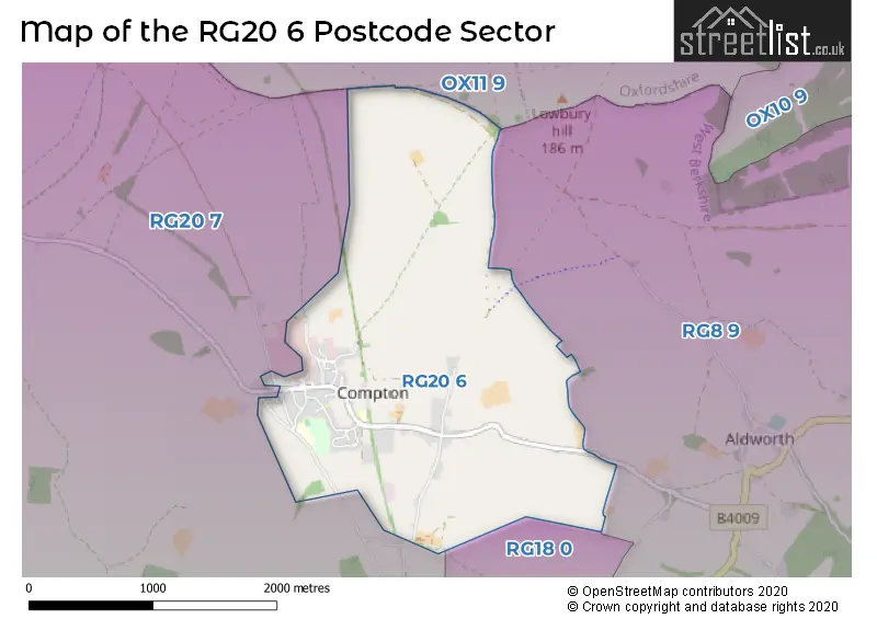 Map of the RG20 6 and surrounding postcode sector