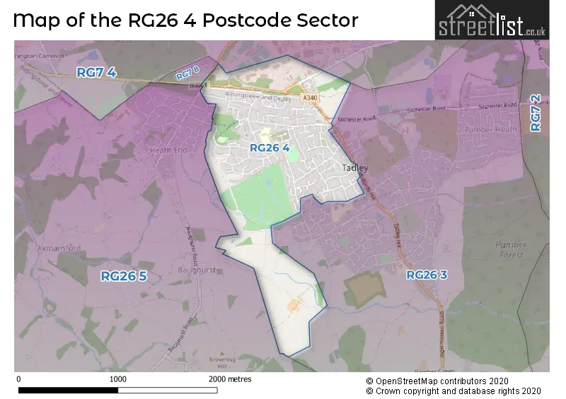 Map of the RG26 4 and surrounding postcode sector