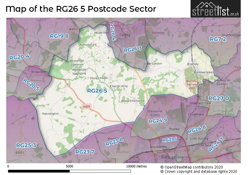 Map of the RG26 5 and surrounding postcode sector