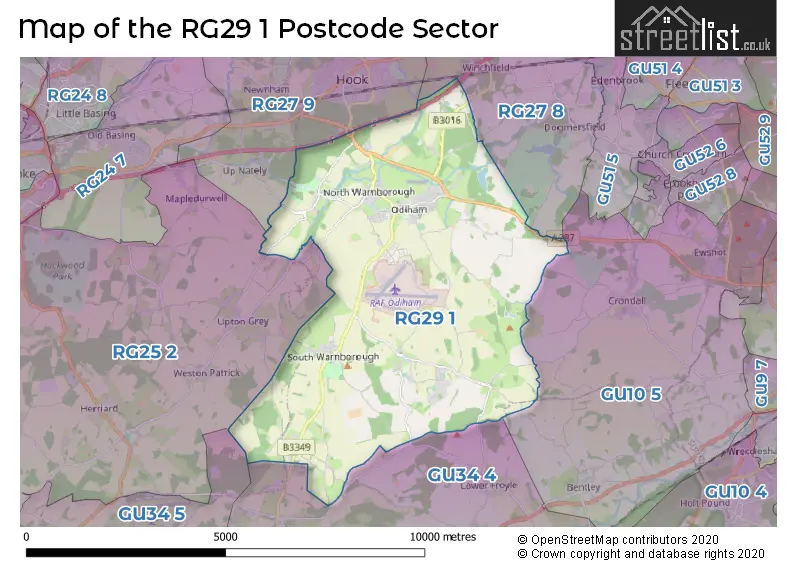 Map of the RG29 1 and surrounding postcode sector