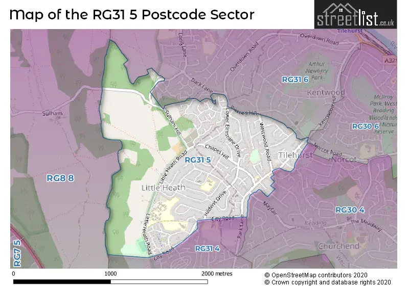 Map of the RG31 5 and surrounding postcode sector