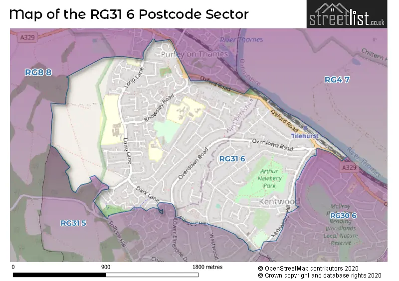 Map of the RG31 6 and surrounding postcode sector