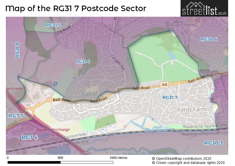 Map of the RG31 7 and surrounding postcode sector
