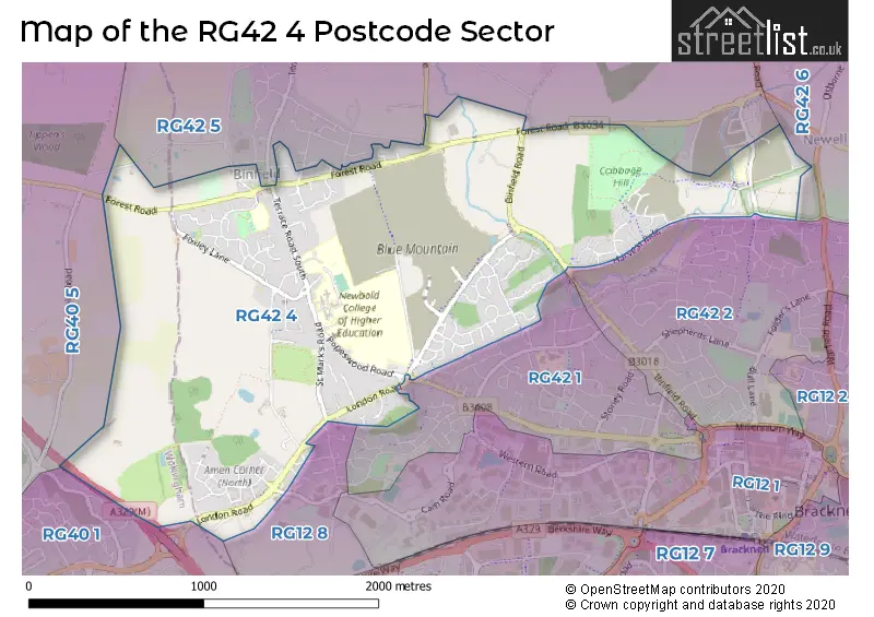 Map of the RG42 4 and surrounding postcode sector