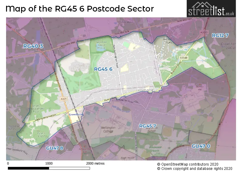 Map of the RG45 6 and surrounding postcode sector