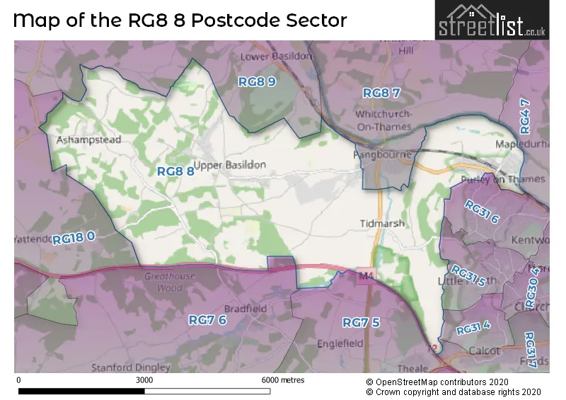 Map of the RG8 8 and surrounding postcode sector