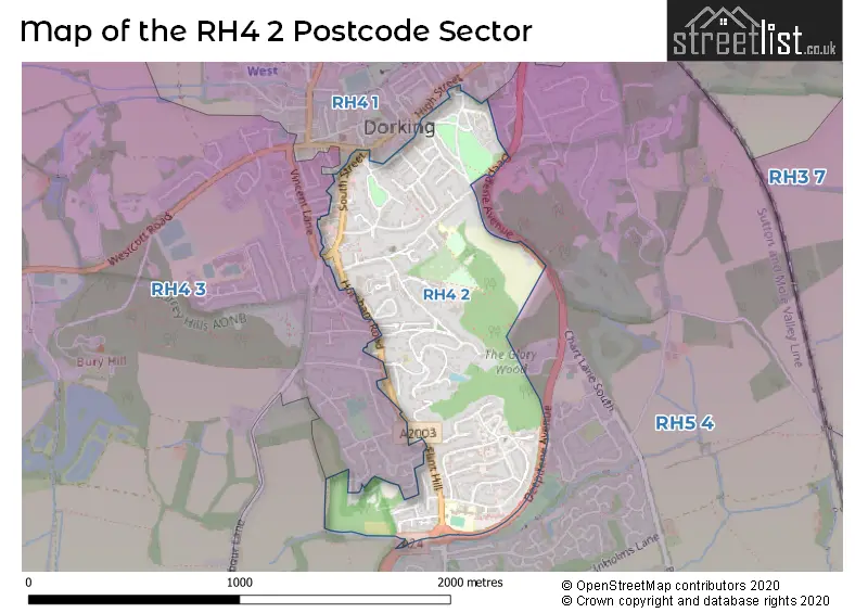 Map of the RH4 2 and surrounding postcode sector