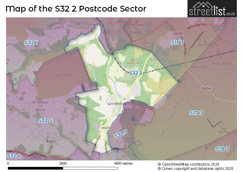 Map of the S32 2 and surrounding postcode sector