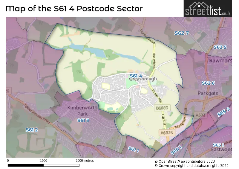 Map of the S61 4 and surrounding postcode sector