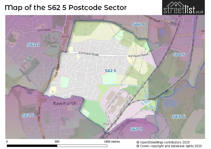 Map of the S62 5 and surrounding postcode sector