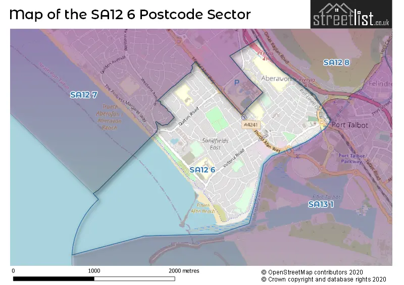 Map of the SA12 6 and surrounding postcode sector