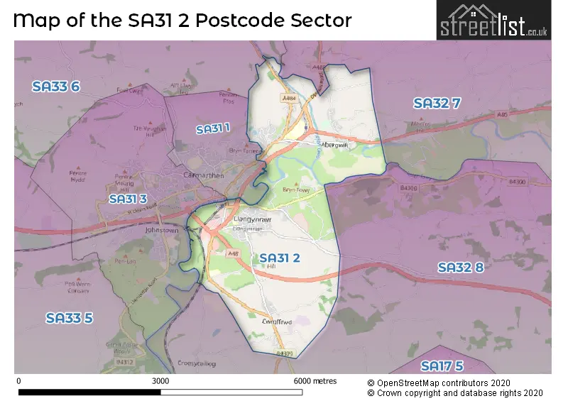 Map of the SA31 2 and surrounding postcode sector