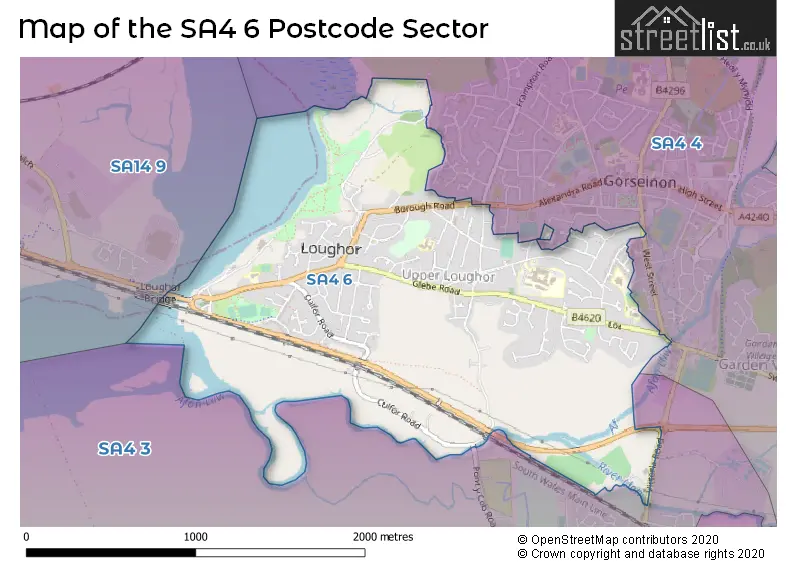 Map of the SA4 6 and surrounding postcode sector