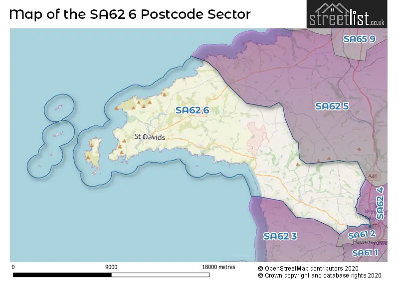 Map of the SA62 6 and surrounding postcode sector