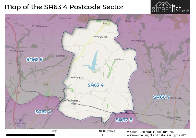 Map of the SA63 4 and surrounding postcode sector