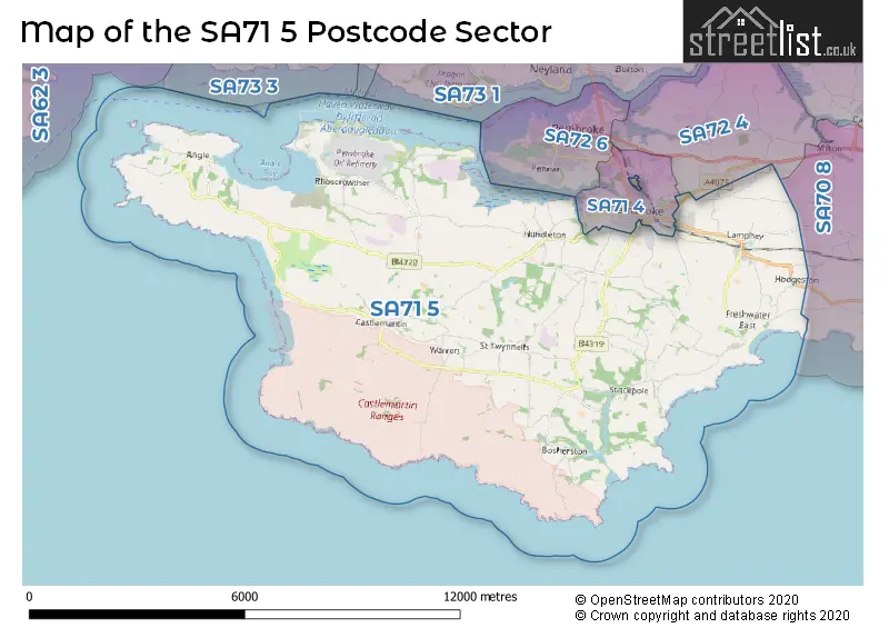 Map of the SA71 5 and surrounding postcode sector