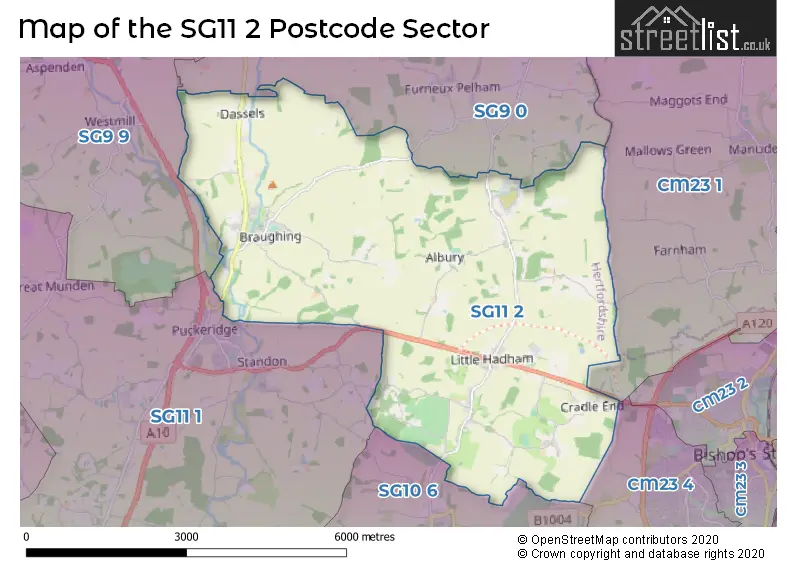 Map of the SG11 2 and surrounding postcode sector