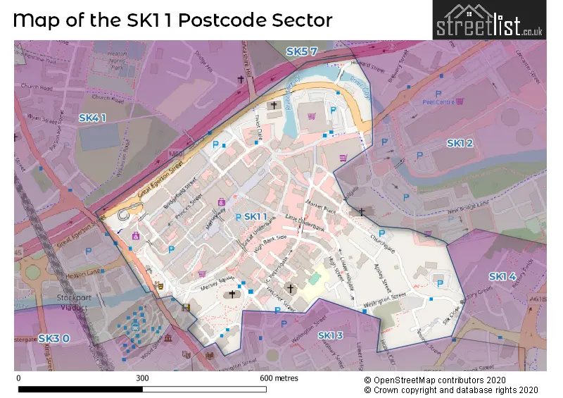Map of the SK1 1 and surrounding postcode sector