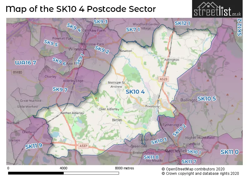 Map of the SK10 4 and surrounding postcode sector