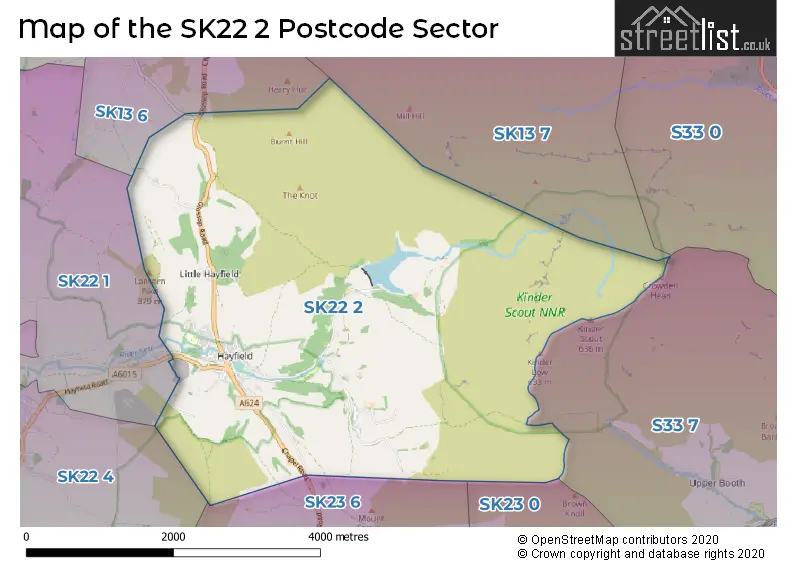 Map of the SK22 2 and surrounding postcode sector