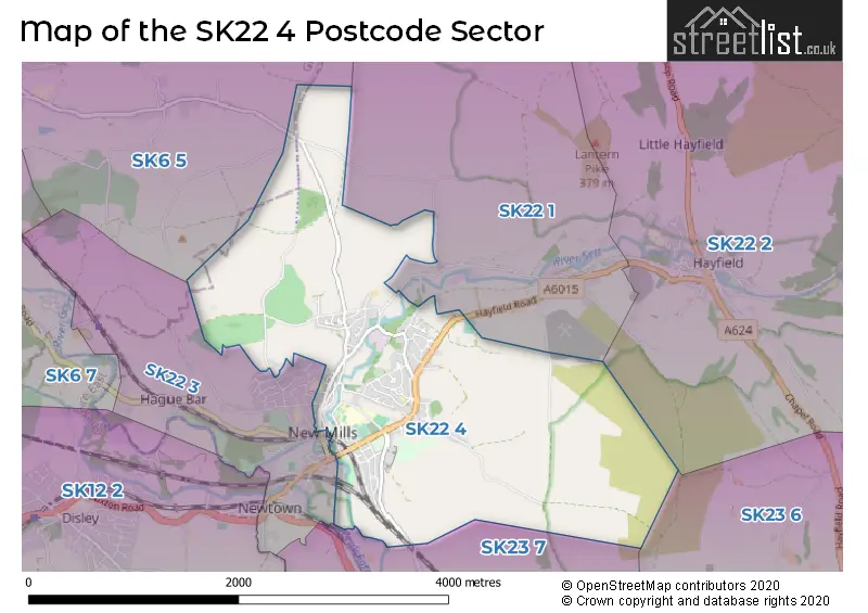 Map of the SK22 4 and surrounding postcode sector