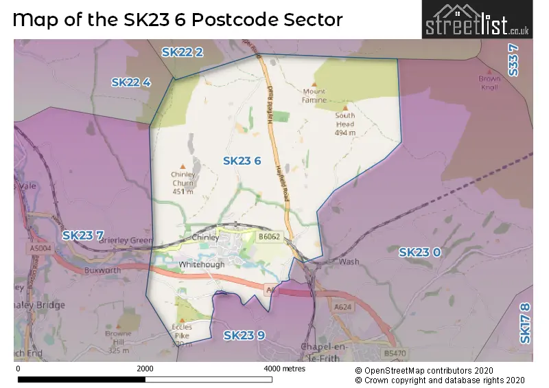 Map of the SK23 6 and surrounding postcode sector