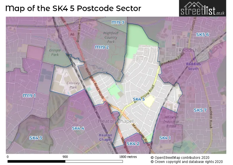 Map of the SK4 5 and surrounding postcode sector