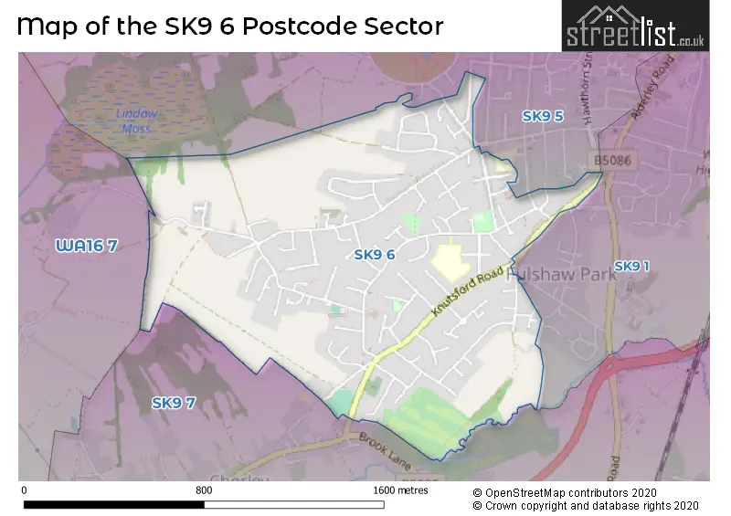 Map of the SK9 6 and surrounding postcode sector