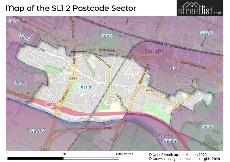 Map of the SL1 2 and surrounding postcode sector