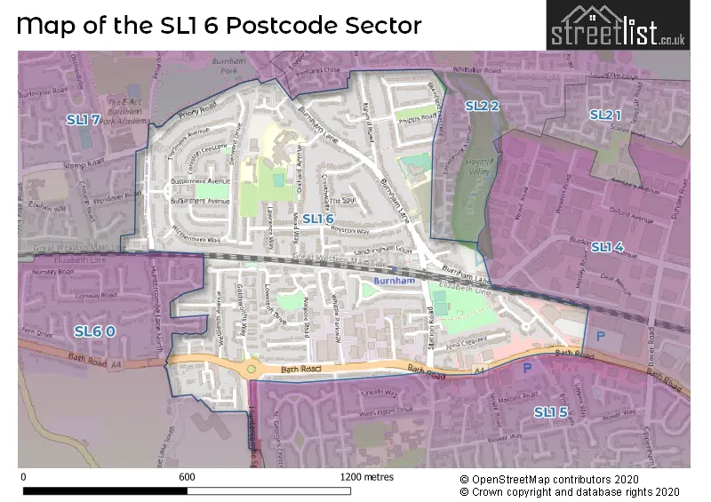 Map of the SL1 6 and surrounding postcode sector