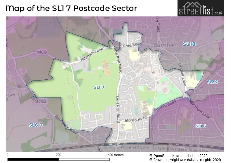 Map of the SL1 7 and surrounding postcode sector